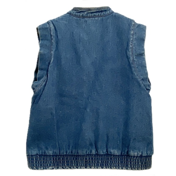 Vintage SPORTWORKS Sherpa Lined Unisex Utility Denim Vest Size M - Picture 2 of 9